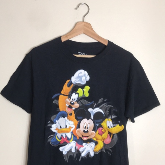 Disney Mickey and Friends Black Short SleeveT-Shirt wrap around print size S - Picture 4 of 10